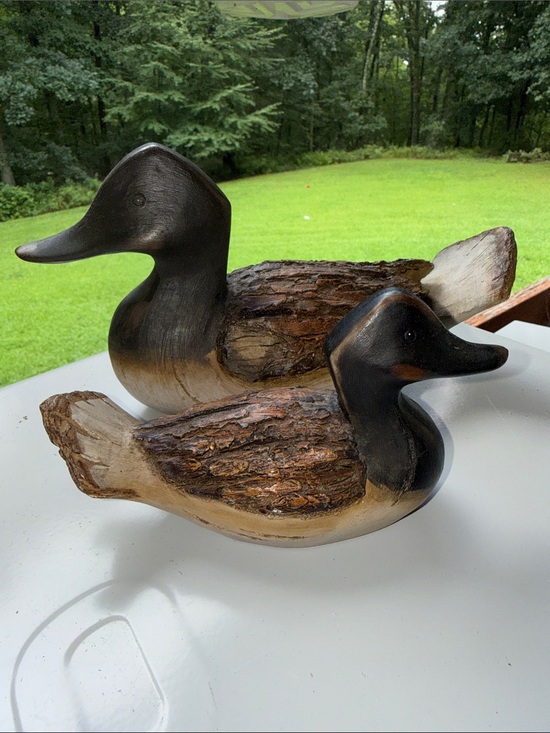 Ducks Other - Handcrafted Wooden Duck Pair - SmallBrown and Black Decorative Home Art